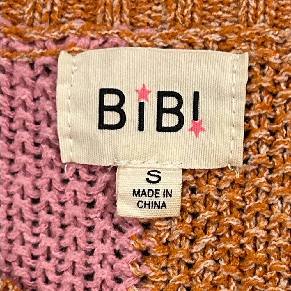 Bibi Color Block Sweater - Pink, Orange, and Cream - Picture 2 of 4